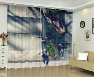 Dinosaur Love Gray Tongue Spider Man Printing 3D Blockout Curtains Fabric Window - Imagen 1 de 4