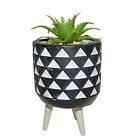 Artificial Succulent Flower Pot Geometric Cement Planter with Legs - Design C