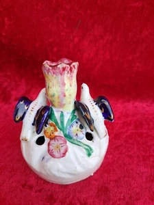 Antique Porcelain Figure, Birds On Blossom, Vase, Staffordshire Ceramic - Picture 1 of 6