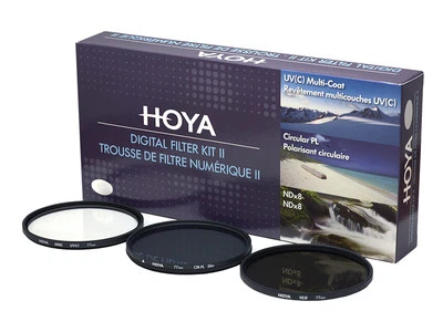 HOYA Filter Kit II 27,28,30,30.5,37,49,52,55,58,62,67,72,77,82mm UV, ND8, CPL - Bild 1 von 4