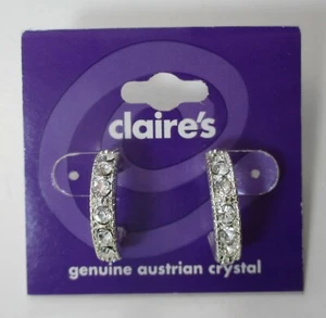 V3 small Austrian crystal HOOP EARRINGS claires jewelry - Picture 1 of 4