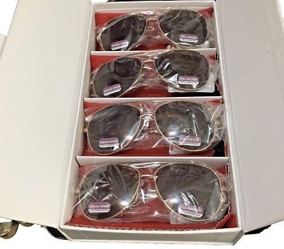 Lote de 4 pares de gafas de sol clásicas piloto con marco de metal con fundas blandas y caja magnética Foto 1 de 4