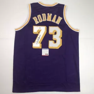 Autographed/Signed Dennis Rodman Los Angeles LA Purple Jersey PSA/DNA COA - Picture 1 of 4
