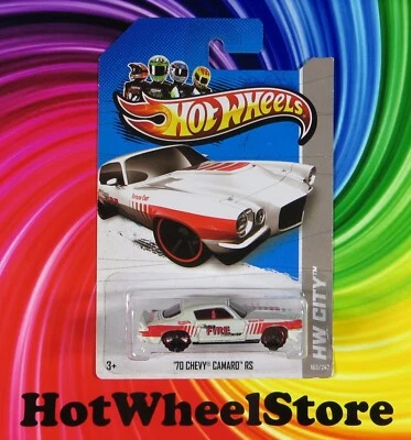 2012 Hot Wheels   White   '70 CHEVY CAMARO RS  Fire  Card #163  HW39-012324 - Image 1 of 4