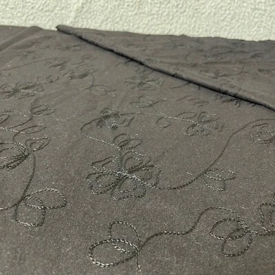 Fabric Lot 1 Yds 25 Ins 57 W Fall Suitings Black Embroidered Wool Blend - Image 1 of 4