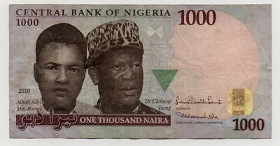 NIGERIA 1000 NAIRA 2010 PICK 36 F LOOK SCANS - Image 1 of 2