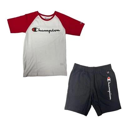 Conjunto de camiseta y corto Champion para niño rojo blanco negro (S01) Foto 1 de 4
