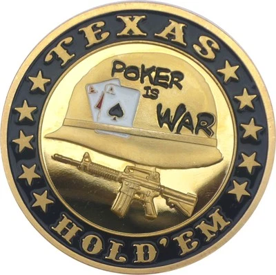 Pokerguard Poker Card Guard "Poker is War" echt vergoldet, Pokerzubehör - Bild 1 von 4