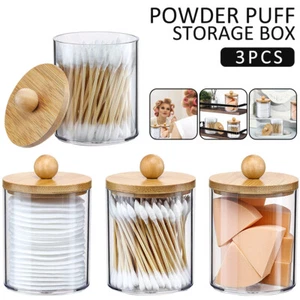 >3pcs Clear Cotton Pad Ear Bud Swab Dispenser Holder Storage Jar Organisr Box#>✿ - Picture 1 of 11