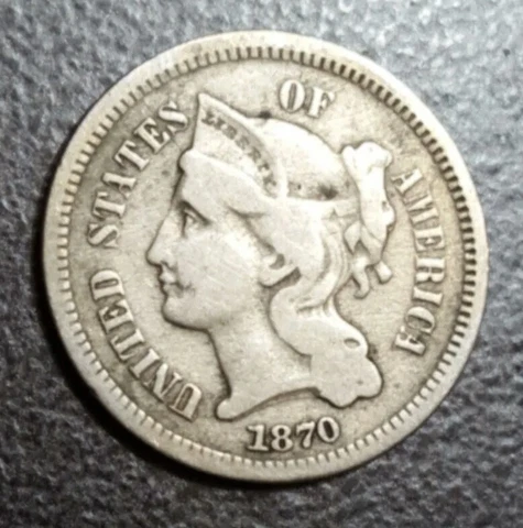 1870 US 3c NICKEL 153 YEARS OLD THREE CENTS COIN CIVIL WAR ERA Cover