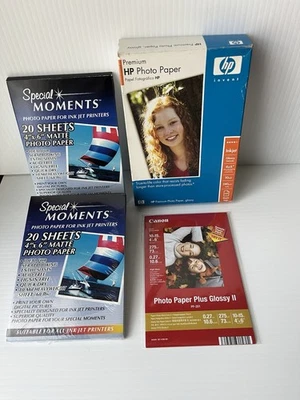 Lot Mixed Ink Jet 4” x 6” Photo Paper Special Moments HP Premium Canon - Image 1 of 3