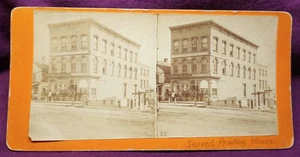 1880s-90s Stereoview Palladium Printing House Sawyer's Drugs Ballard Oswego NY - Picture 1 of 6