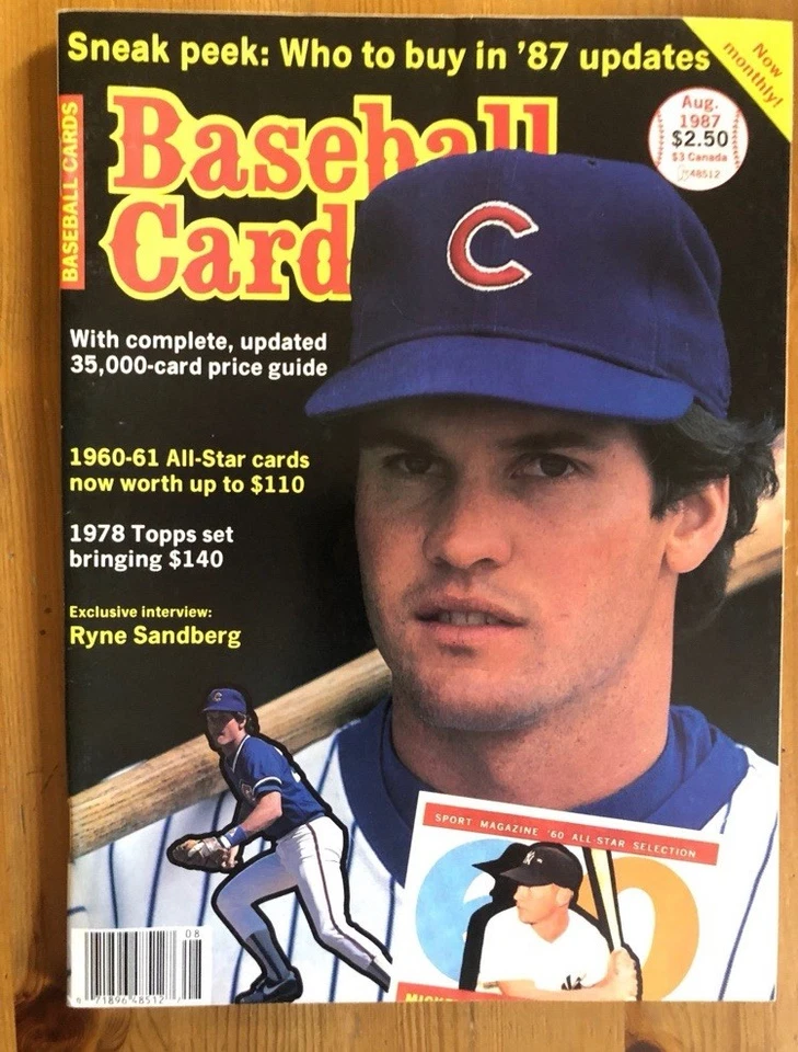 RYNE SANDBERG CHICAGO CUBS BASEBALL CARD MAGAZINE AUGUST 1987 - Image 1 of 1