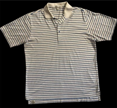 Peter Millar Crown Summer Comfort Golf Performance Stretch Stripe Polo Shirt Lg - Image 1 of 4