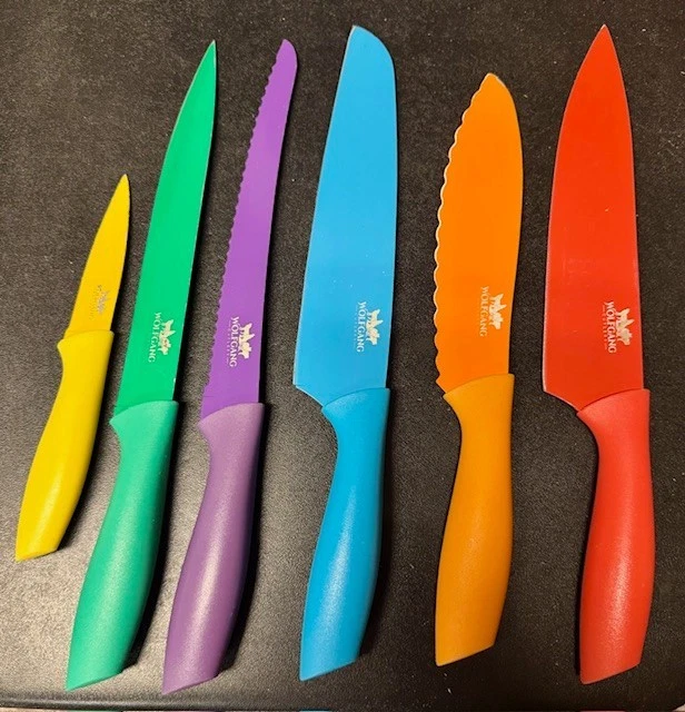 Juego de cuchillos Wolfgang Puck 6 piezas coloridos antiadherentes de cocina variedad de cuchillos de cocina Foto 1 de 1