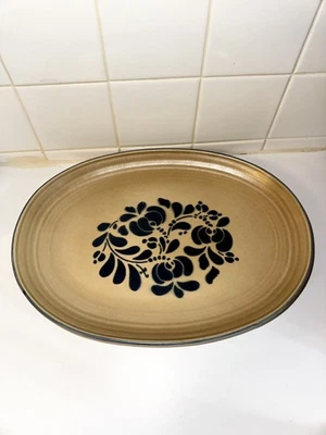 Vintage Pfaltzgraff Folk Art Stoneware 14" Oval Serving Platter Castle Stamp USA - Image 1 of 4