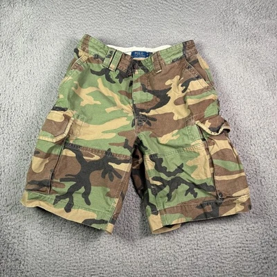 Polo Ralph Lauren Cargo Utility Shorts Mens 32 Green Woodland Camo Baggy Y2K 11" - Image 1 of 4