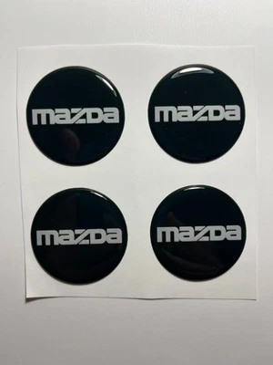 Mazda Wheel Cap Stickers Set – 4pcs 3D Domed Resin Center Cap Emblem Decals - Изображение 1 из 3