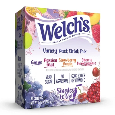 Welch's Zero Sugar Variety Pack Singles to Go Powdered Drink Mix 30 Count Packet - Image 1 of 4