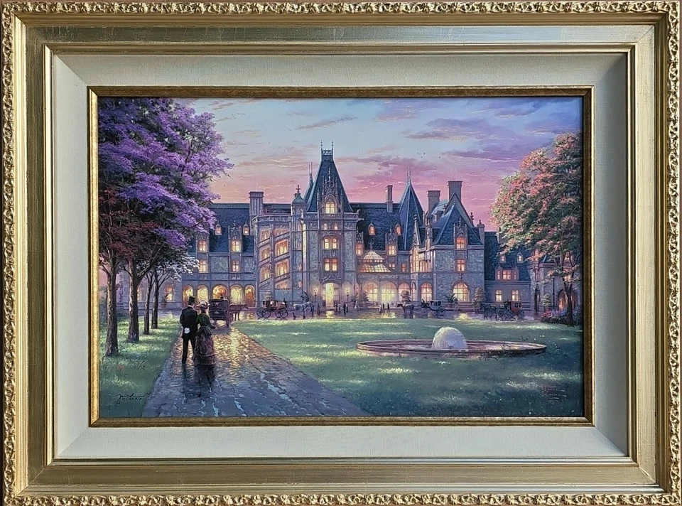 Thomas Kinkade 比尔特莫尔优雅之夜 A/P 18X27 油画布 — 第 1/4 张图片