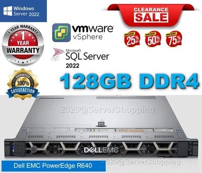 Dell PowerEdge R640 Silver 4114 2.20Ghz 10-Core 128GB DDR4 H740P 1.92TB SSD 2.5" - Image 1 of 4