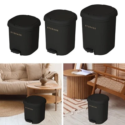 Press Type Trash Can with Step Pedal Garbage Bin for Home Kitchen near Desk - Image 1 of 2
