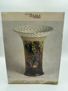 "Vineyard Blessings" By Lisa White Reticulated 10" Tall Wine Grapes Vase NIB - Picture 1 of 15