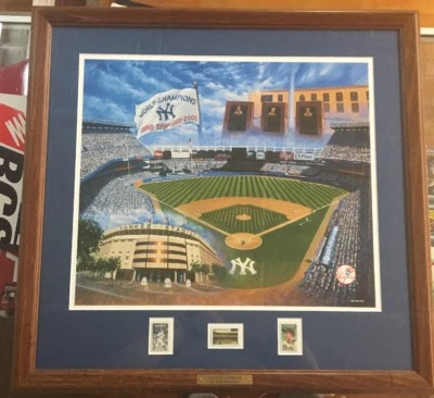 Yankee Stadium By David Henderson Babe Ruth Lou Gehrig Stamps with hologram L1 - Image 1 of 3