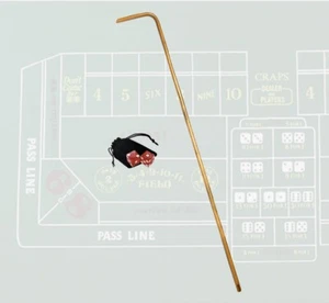 Stratosphere Las Vegas Casino Dice Red Frosted w/Pouch + 36" Craps Rattan Stick - Picture 1 of 8