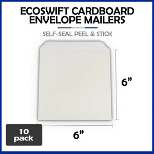 10 - 6x6 "EcoSwift" Brand Self Seal Cardboard CD/DVD Envelope Mailers 6" x 6" - Picture 1 of 7