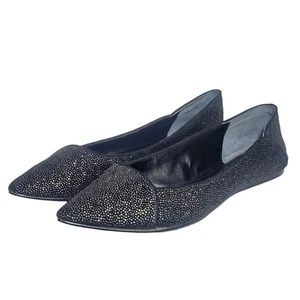 Adrianna Papell Women's Sparkly Black Leather Flats Size 8.5 Office Comfort  - Picture 1 of 11