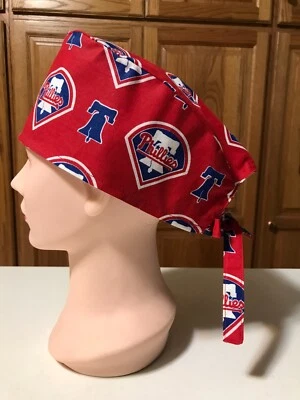 Sombrero Exfoliante/Chef Enfermería Médica Quimio Calavera Gorra Filis Tela de Béisbol #2 Foto 1 de 4