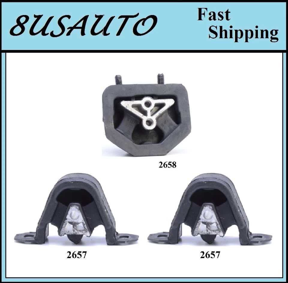 3PCS FRONT & REAR MOTOR MOUNT FIT 1993 ASUNA GT, SE 1.6L - Image 1 of 4