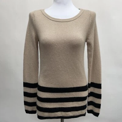 Suéter para mujer Banana Republic pequeño beige negro rayas lana cachemir Foto 1 de 4