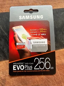 SAMSUNG EVO Plus 256GB MicroSD Micro SDXC C10 Flash Memory Card w/ SD Adapter - Picture 1 of 2