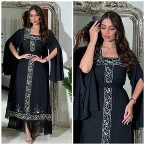New Women Long Dress Abaya Dubai Kaftan Muslim Robe Evening Party Gown Prom - Foto 1 di 27