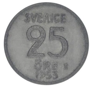 Sweden 25 ore 1953 Silver F-VF - Picture 1 of 2