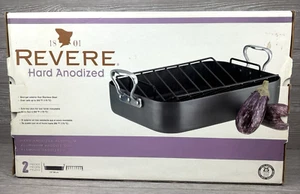 Revere Ware Hard Anodized Stainless Steel Ovenware Baking Roasting Pan w/ Rack - Picture 1 of 15