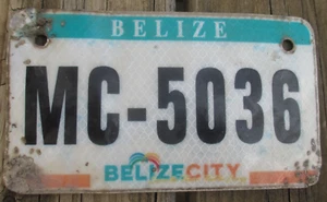 BELIZE CITY, BELIZE Series 2010 Metal Motorcycle License Plate - C-5036 - Picture 1 of 2