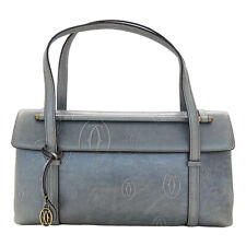 Cartier Tote Bag Leather Happy Birthday Cabochon Blue Logo w/Card Charm etc