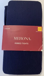 NEW  Merona   Navy Blue Ribbed Tights   Size S/M   1# pair - Picture 1 of 2
