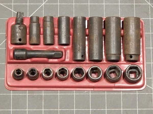 Mac 17Pc SAE 3/8 Drive Shallow Deep Impact Swivel Socket Set 5/16" 3/4" 6Pt Dr - Picture 1 of 5