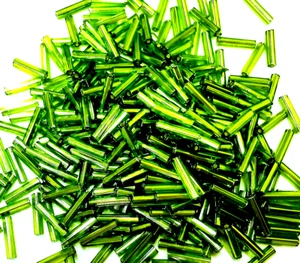 20gms Matsuno 9mm Bugle Beads - Colour 48-SR-SL (78-SR) -  Sparkling  Chartreuse - Picture 1 of 7