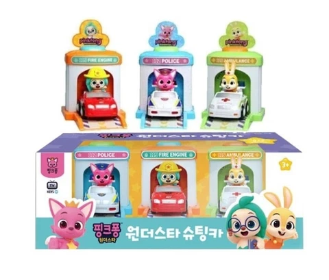Pinkfong WonderStar Shooting Car Set Hogi Jeni Mini Car Figure Ambulance Police Cover