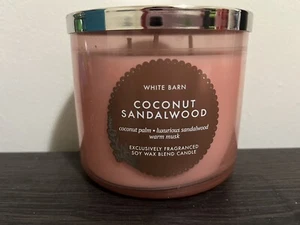 Bath & Body Works Coconut Sandalwood White Barn 3-WICK CANDLE 14.5 OZ with Lid - Picture 1 of 6
