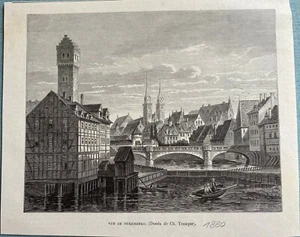 Stahlstich Vue de Nuremberg (Dessin de Ch. Tumper) AD WB - Ch. Tu S6_64 - Bild 1 von 6