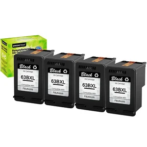 4PK 63XL Black Ink Cartridge Compatible with HP 63 ENVY 4522 4523 4524 4525 4526 - Picture 1 of 23