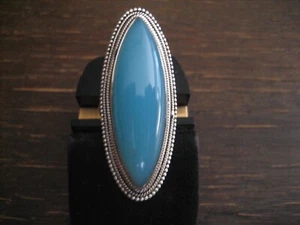 prächtiger Unikat Ring Schiffchenring Cocktailring Blauquarz 925er Silber RG 56 - Picture 1 of 4