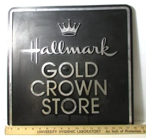 Vintage HALLMARK GOLD KRONE STORE LOGO Schild 18 Zoll quadratisch - Bild 1 von 11