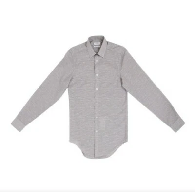 Calvin Klein Men's  Small Grey  Micro Black lines  Long Sleeve Dress Shirt NEW - Image 1 of 3
